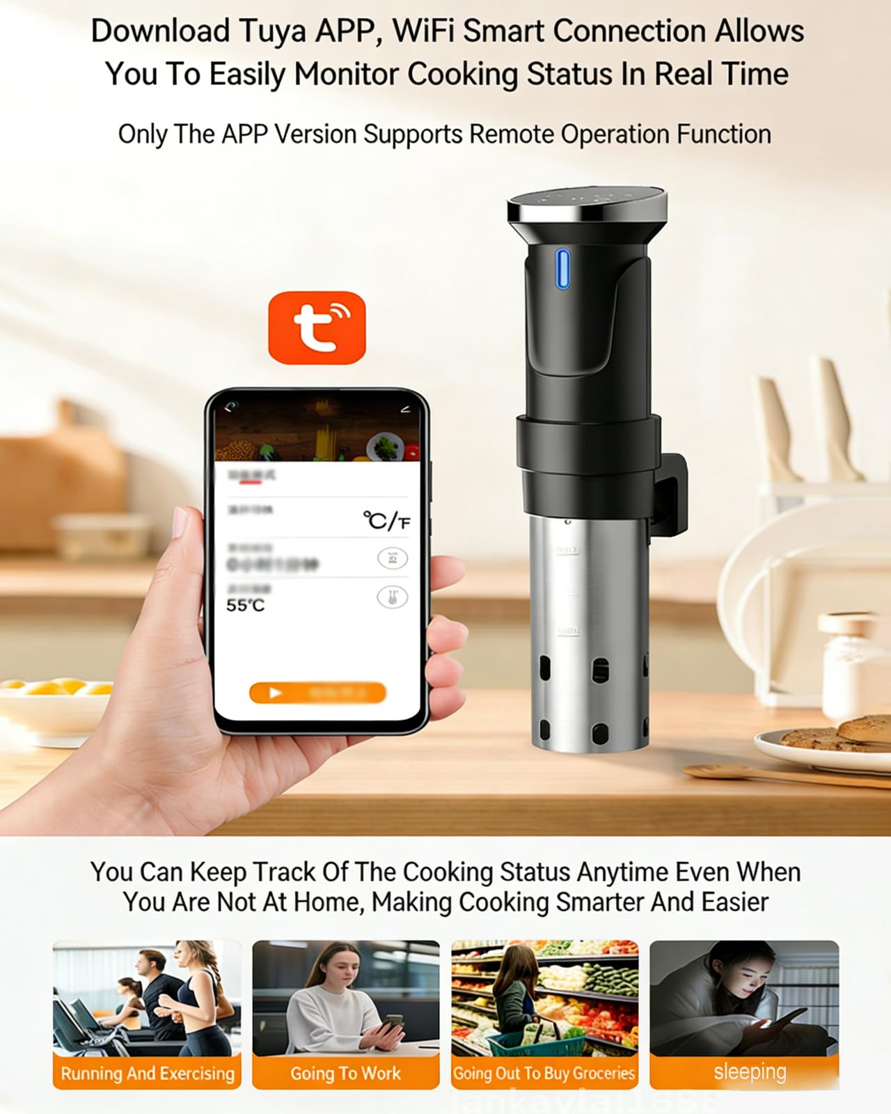 Machine Sous Vide 1100 W, Bain-marie À Circulation D'immersion Thermique avec Panneau de Commande À Écran Tactile, Protection de Sécurité Complète, Contrôle Wifi, Cuisinière de Précision pour Maison