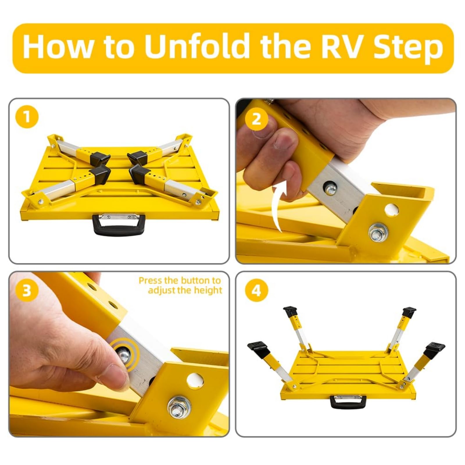 Snapklik.com : Homeon Wheels Aluminium RV Steps Adjustable Folding Step ...