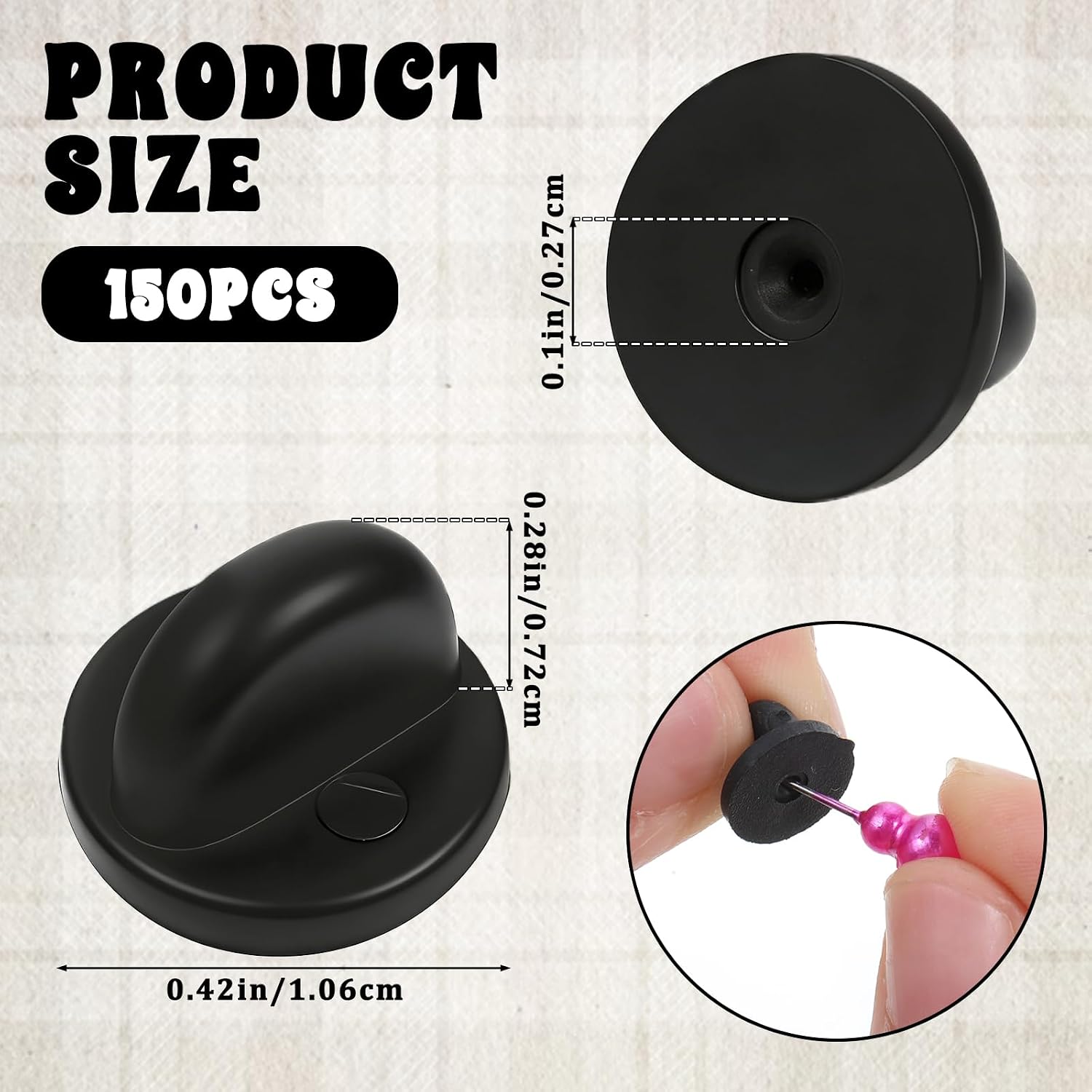 150 Pcs Rubber Pin Backs, Rubber Pin Backs Replacement Safety Holders