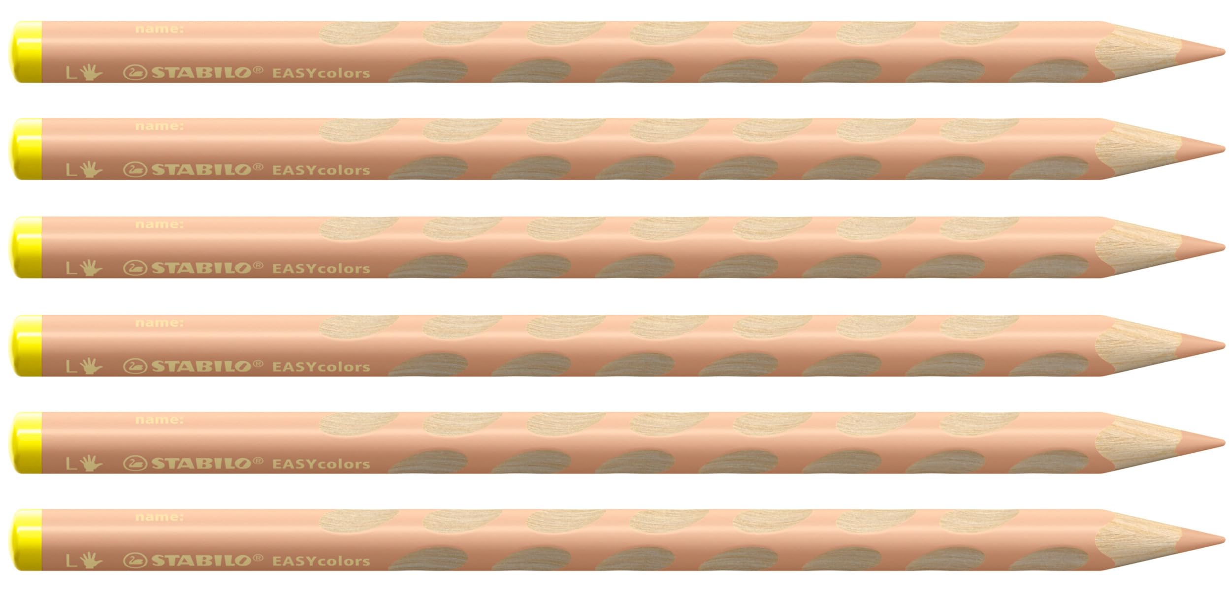 STABILO Ergonomic Colouring Pencil EASYcolors - Left-Handed - Pack of 6 - Apricot