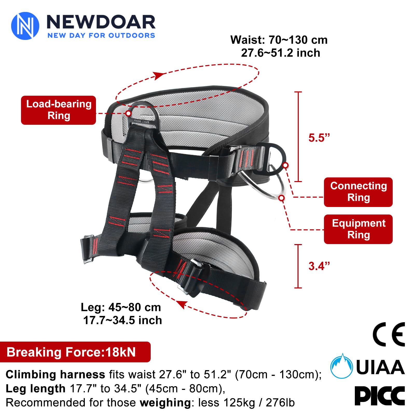Snapklik.com : NewDoar CE UIAA Certification Thickness Climbing Harness ...