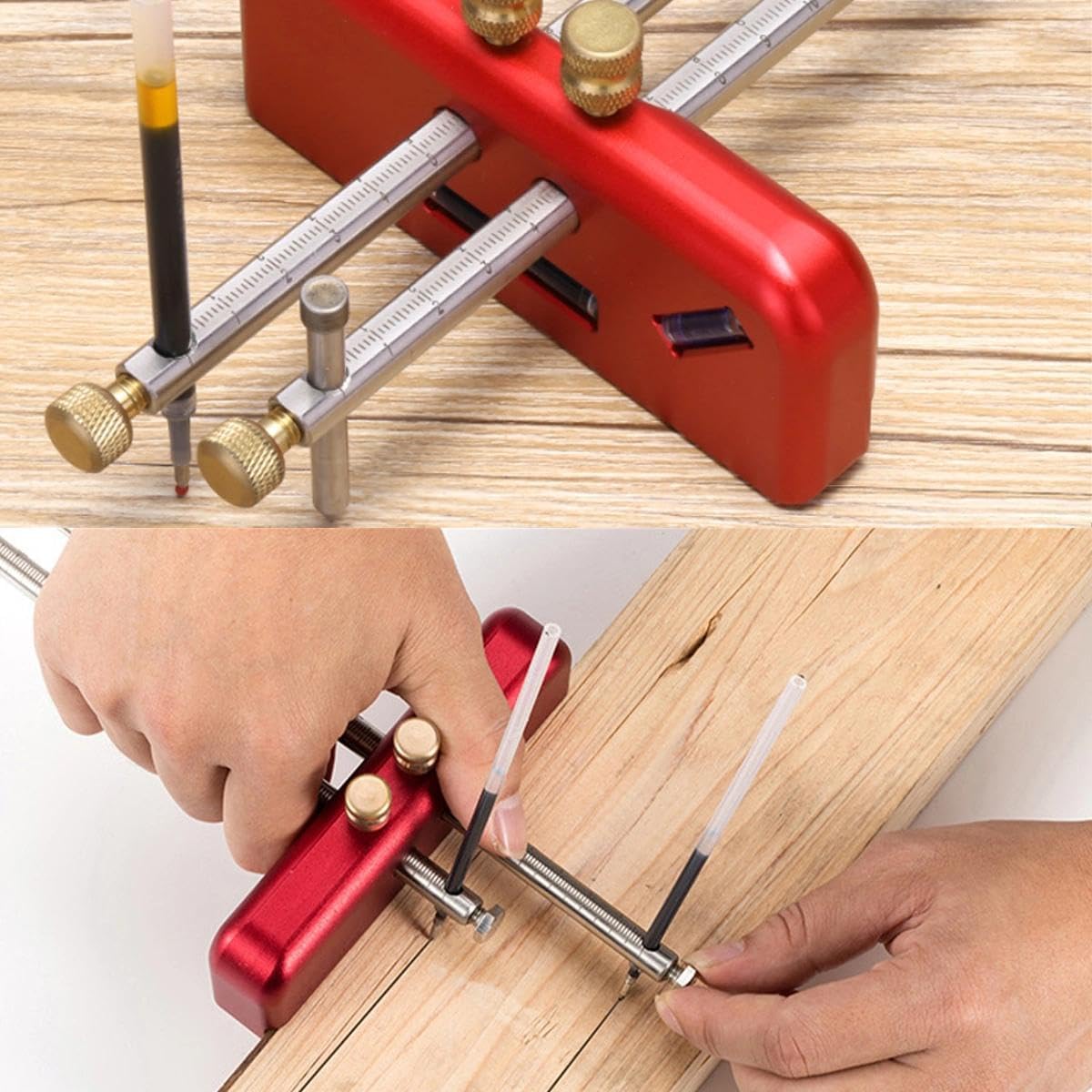 Wood Scribing Mortise Gauge,Double Head Aluminium Alloy Carpenter Tool,Adjustable for Metal Acrylic Wood Marking