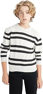 بلوفر تريكو للأولاد بقصة عادية ورقبة دائرية وأكمام طويلة من ديفاكتو، C9654A8