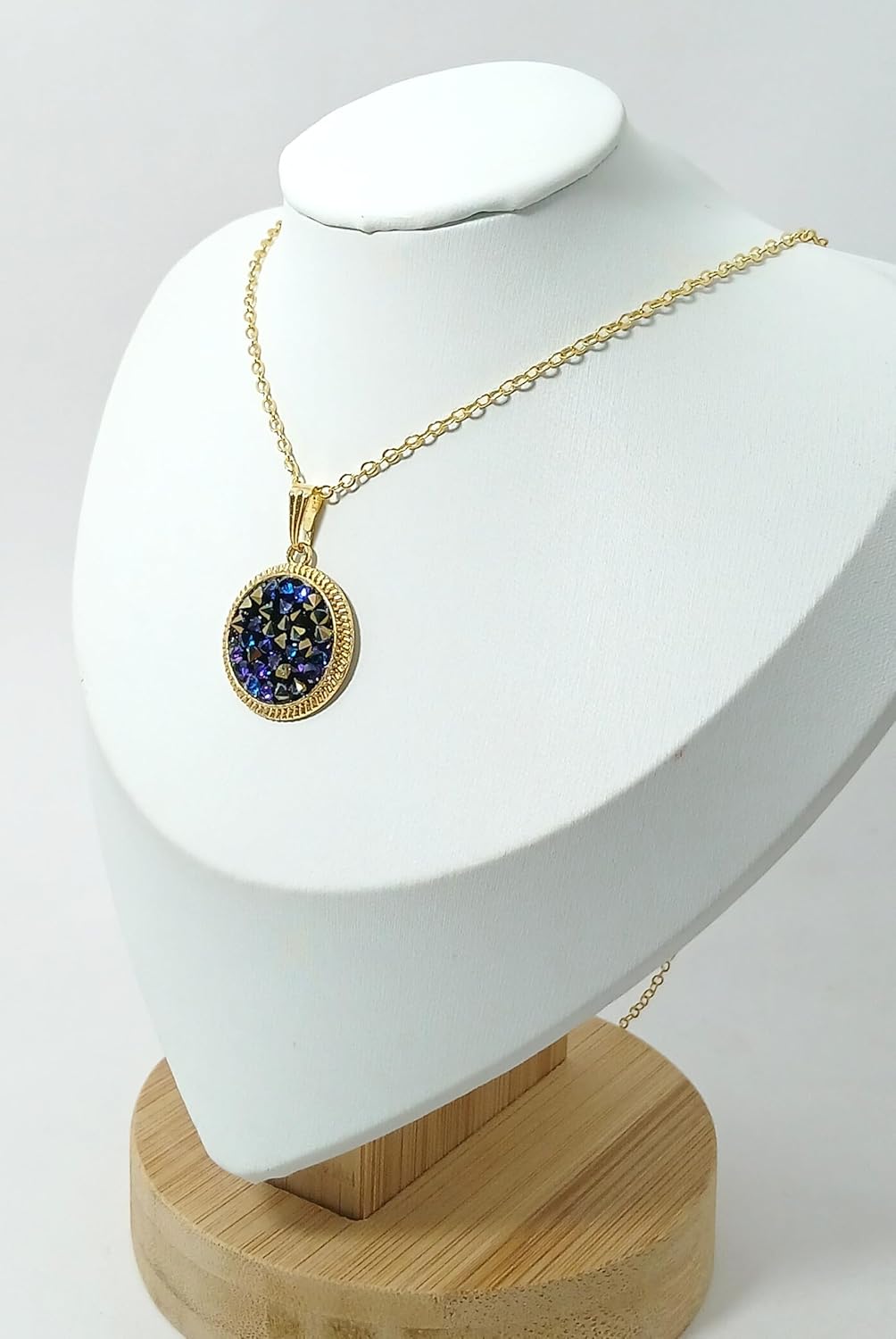 A SHER'S CREATION Elegant Stylish Blue Crystal Pendant Necklace for Women & Men – 14K Gold Plated Minimalist Jewelry with Austrian Crystals – Dainty Trendy Gift for Teens, Bridal, Everyday Wear - Image 3