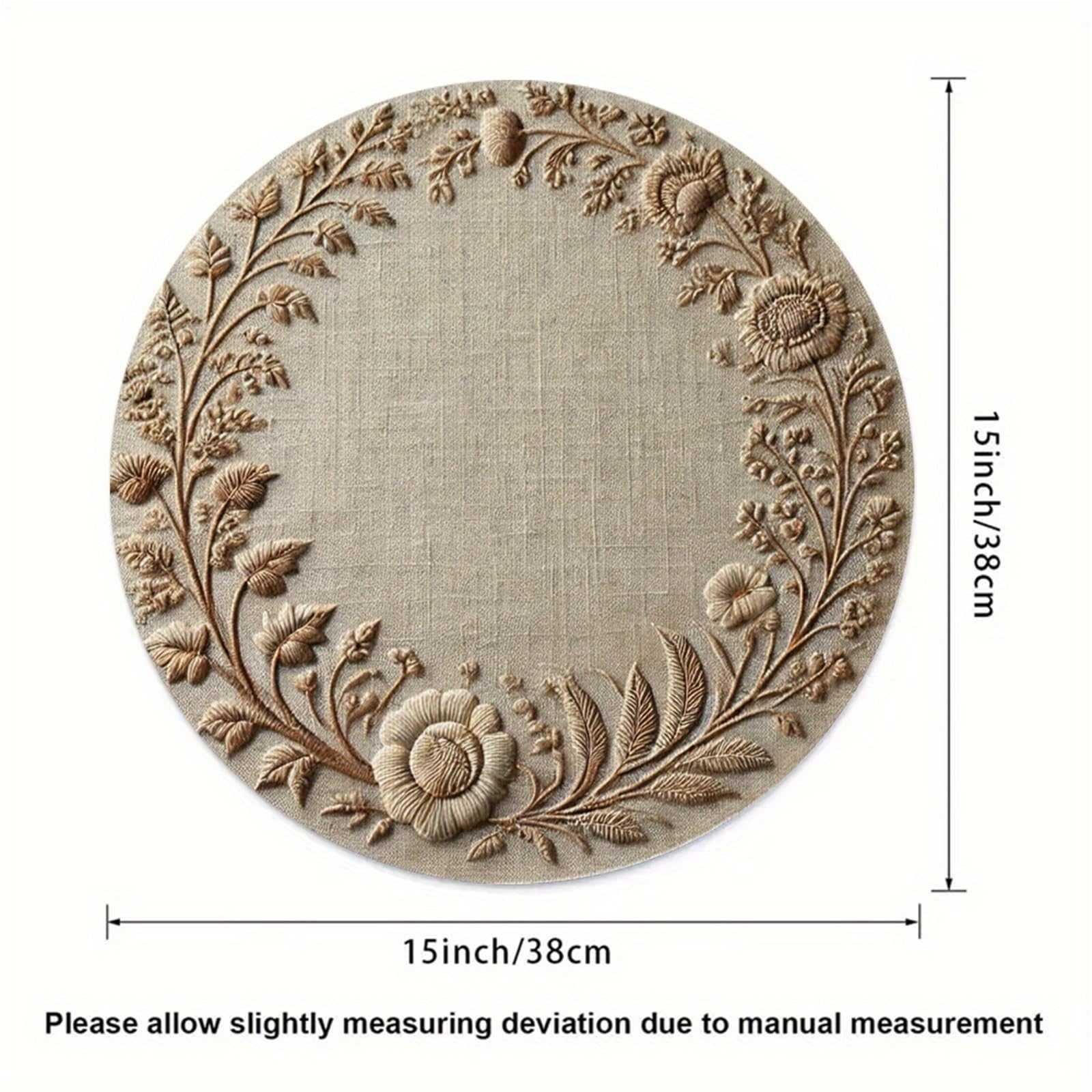 Tischset Rundes Tischset aus Reispalmen-Spitze, wasserdicht, ölbeständig, nordischer Stil, künstlerische Atmosphäre, Tischdekoration(YM-8PC38X38CM(1X1FT)