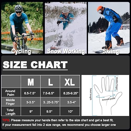 Miniatura 6 de Weitars Guantes de invierno impermeables térmicos para hombres y mujeres, para correr, ciclismo, conducir, senderismo, guantes cálidos para el