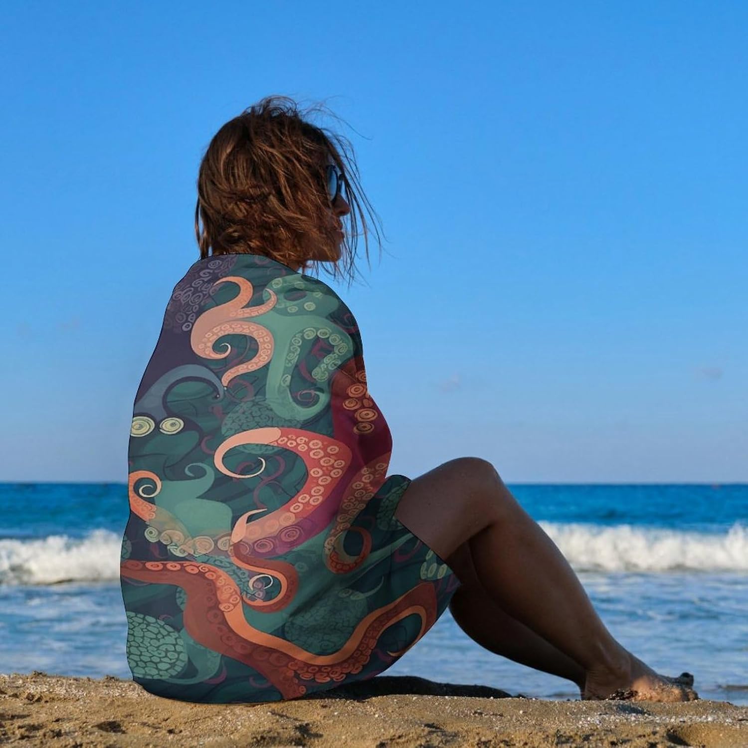 Swimming Towel, Abstract Octopus Printed Fashion Towel,Portable Towel,Durable Towel