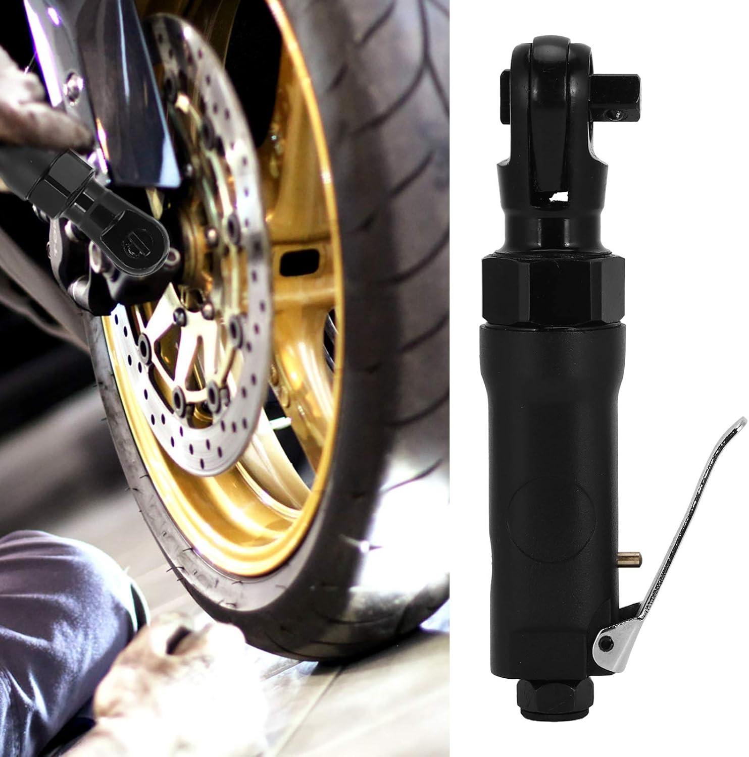 3/8 Mini Ratchet Wrench, Portable Pneumatic Hand Tool, Lightweight Zinc Alloy - Forward and Reverse Control, Powerful Torsion for Tight Spaces and Removal