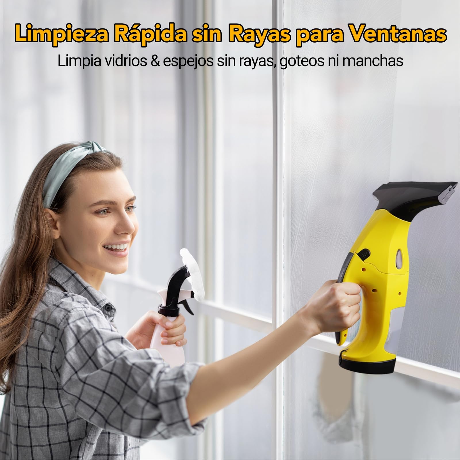 Limpiacristales eléctrico para Ventanas, Limpiadora de Cristales, Aspirador de Ventanas Recargable, con Cuchillas de limpiaparabrisas de 28 cm y 17 cm para Limpiar Ventanas