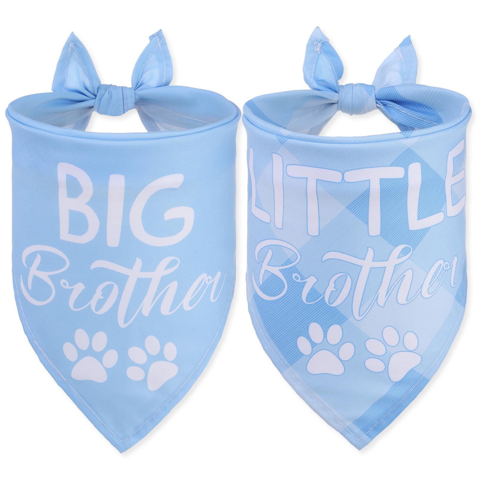 PAWCHIE Dog Bandanas Slogan Style Big Brother Little Brother 2 Pack, Adjustable Dog Bandanas Triangle Scarf Bibs for Puppy Small Medium Dogs, for Doggy Pet Accessories for Boy and Girl, Blue