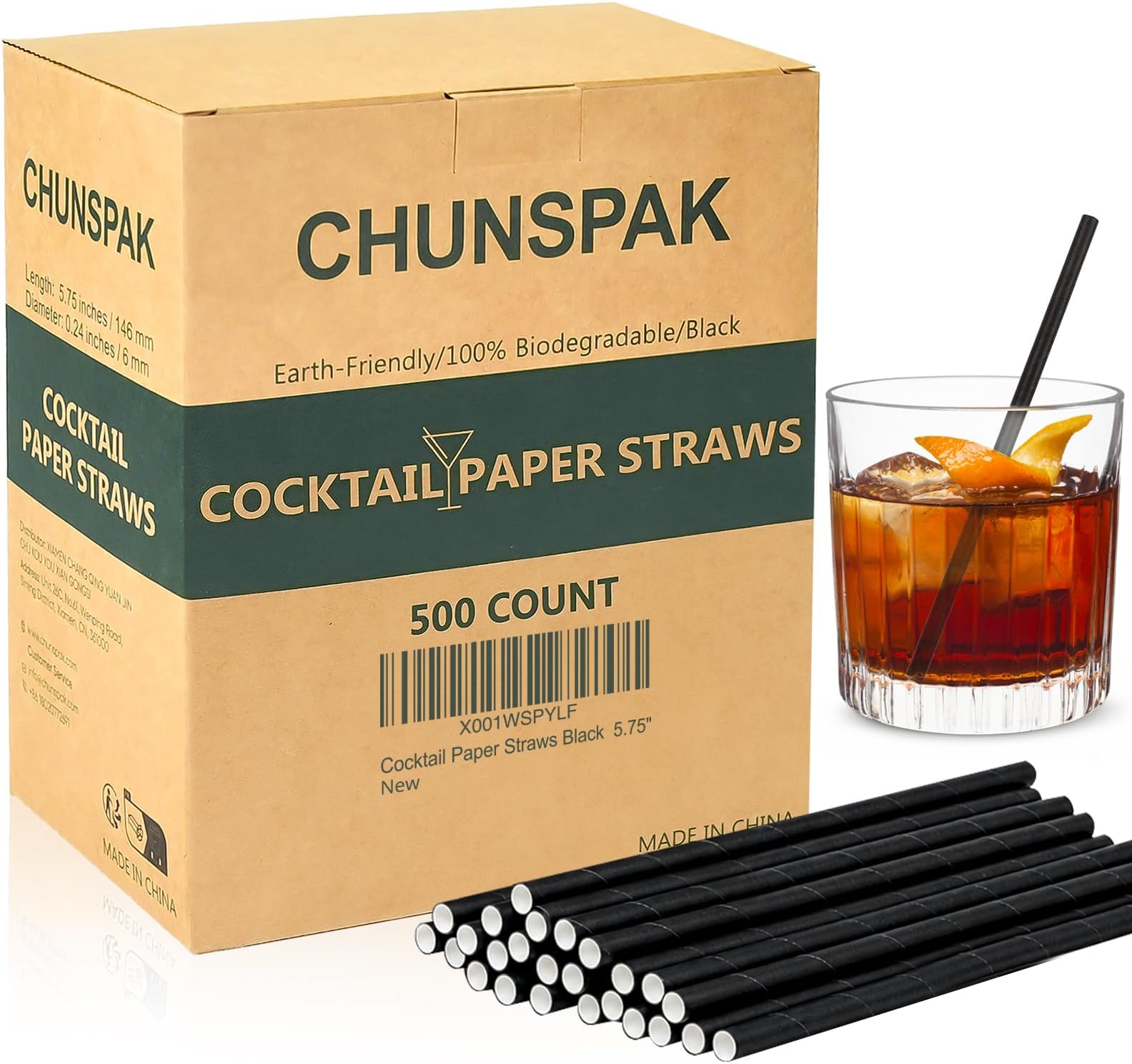 - Black Paper Straws 5.75 inch 500 ct. Cocktail Straws Biodegradable