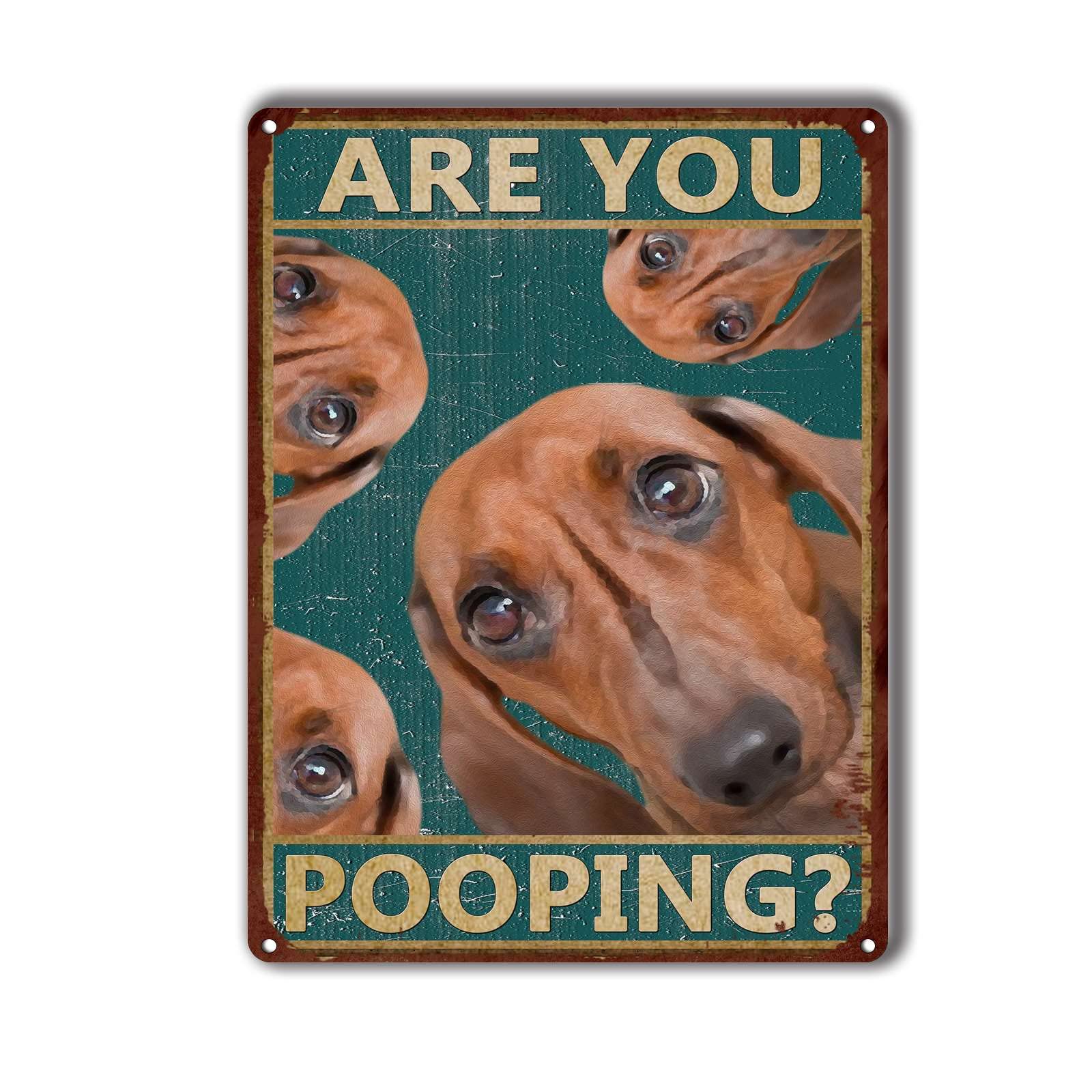 Retro Tin Sign Retro Iron Painting Dachshund are You Pooping Restroom Bathroom Wall Decor Dog Lovers Gift Dachshunds Bathroom Decor Tin Bar Signs 6x8 Inch-Tin Sign