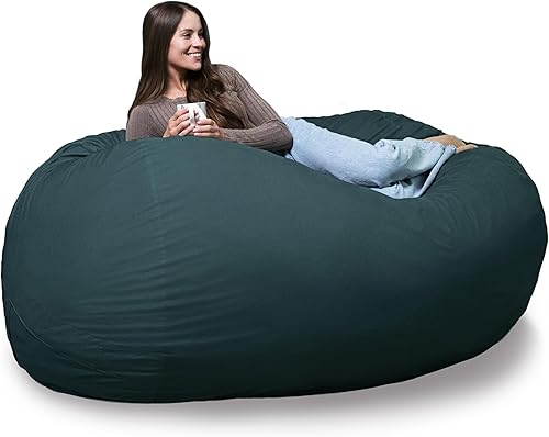 Miniatura 37 de Big Joe Fuf Silla Puf de Espuma de 5 Pies de Tamaño Extra Grande con Funda Extraíble para Niños, Adolescentes, Adultos, Onyx Lenox, Poliéster Tejido