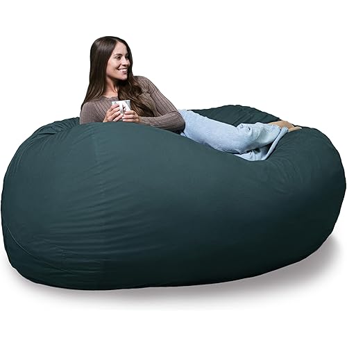 Big Joe Fuf 7Ft Giant Foam Bean Bag Chair, Oversized Couch with Removable Cover for Kids, Teens, Adults, Deep Sea Velveteen, Durable Woven Polyester, 7 Foot