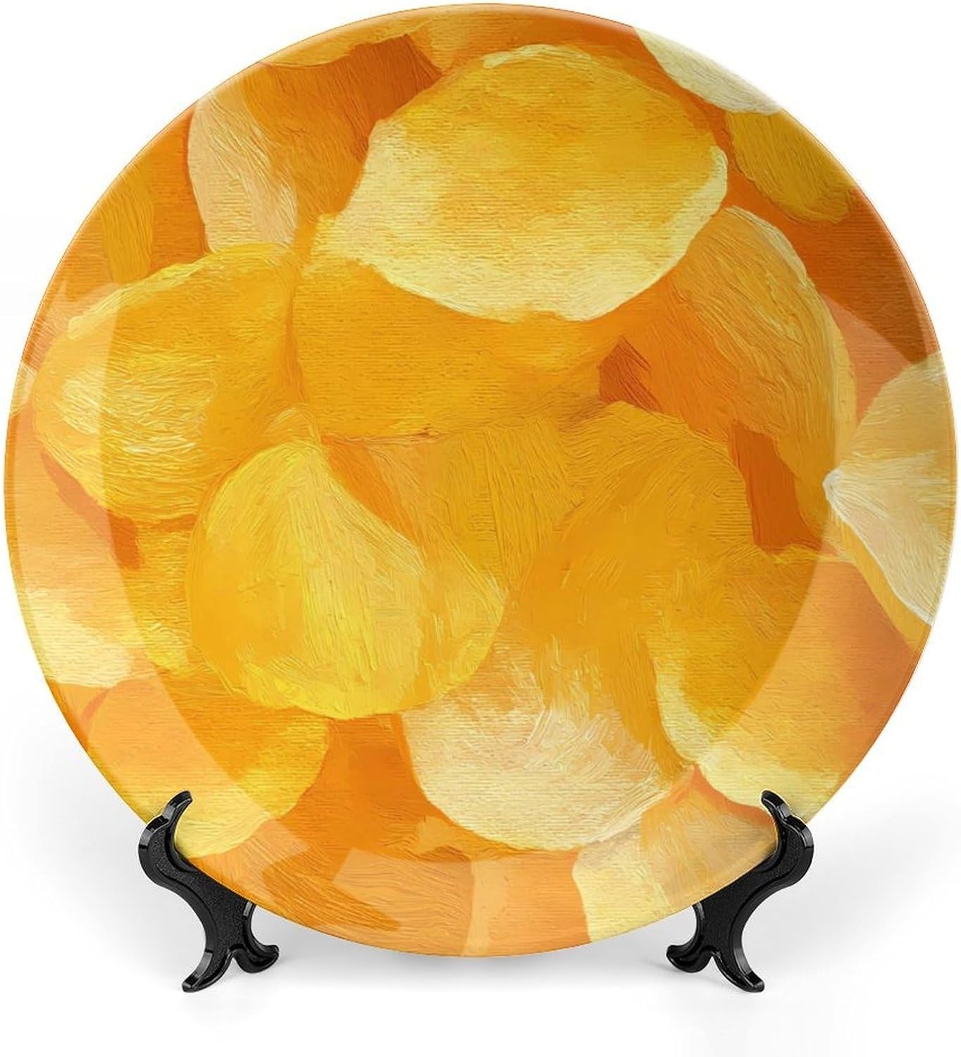Yellow Potato Chips Decorative Plates for Display Ceramic Plate Tray with Stand Hanger Home Decor
