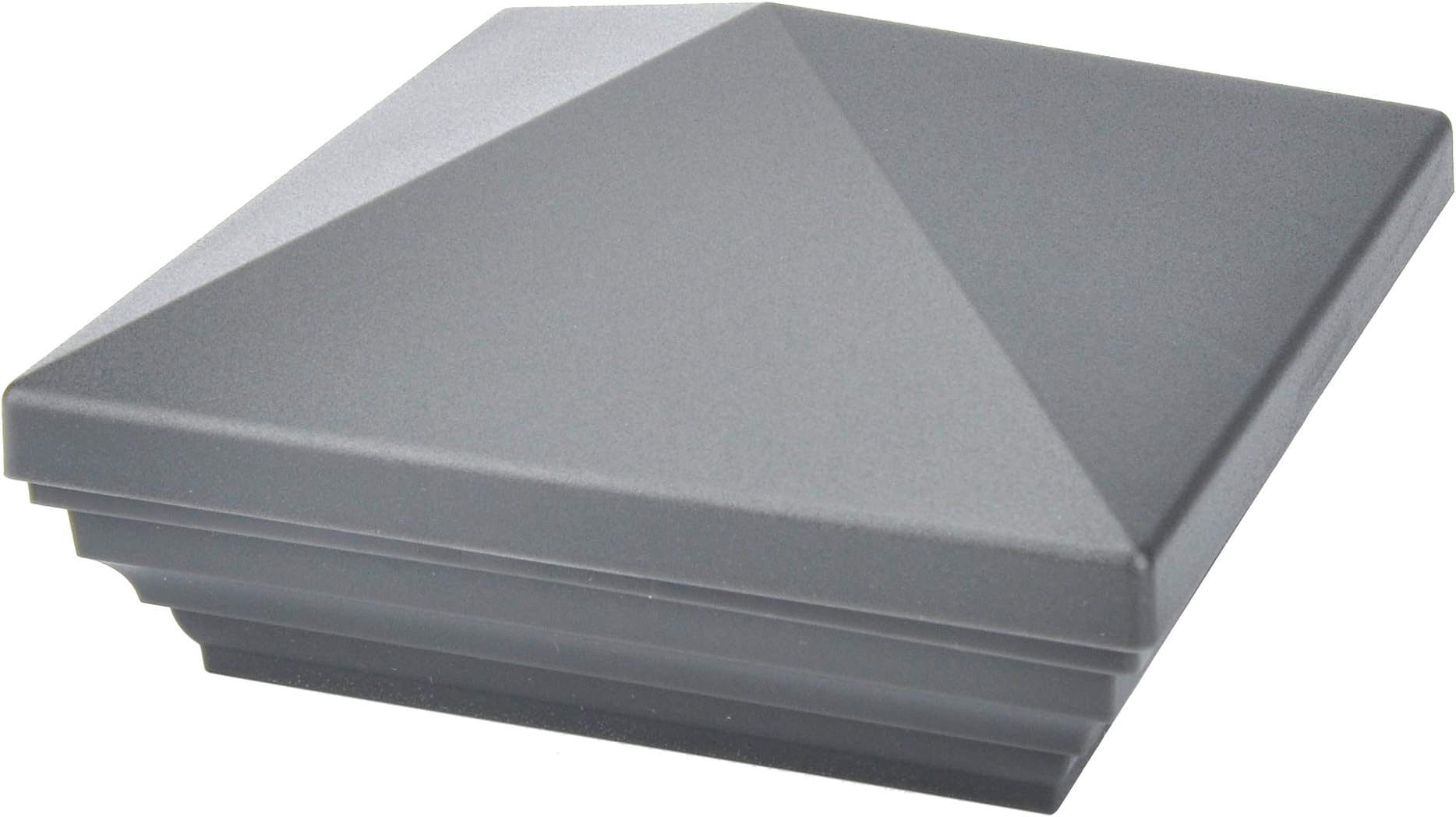 Myard Screw-Free Universal Fence Pyramid Top Cap fits Post 4 x 4 Inches (Actual Post Size 3.5 x 3.5) Porch, Handrail, Railing, Fence (Qty 1, Pewter)