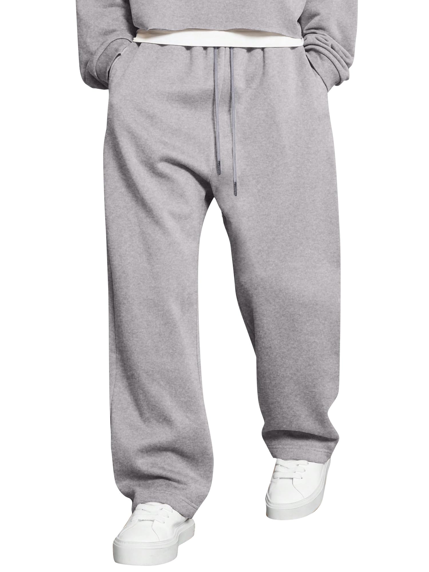 JMIERR Jogginghose Herren Baumwolle Baggy Hosen Loose Outdoor Hose 2026 Casual Trainingshosen mit Taschen Hellgrau,M