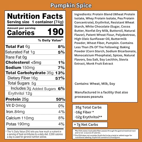 Miniatura 3 de Bootylicious Muffin alto en proteínas  0.88 oz de proteína, 0.25 oz de carbohidratos netos, taza de 1.86-1.76 onzas, paquete de 12 (especias de