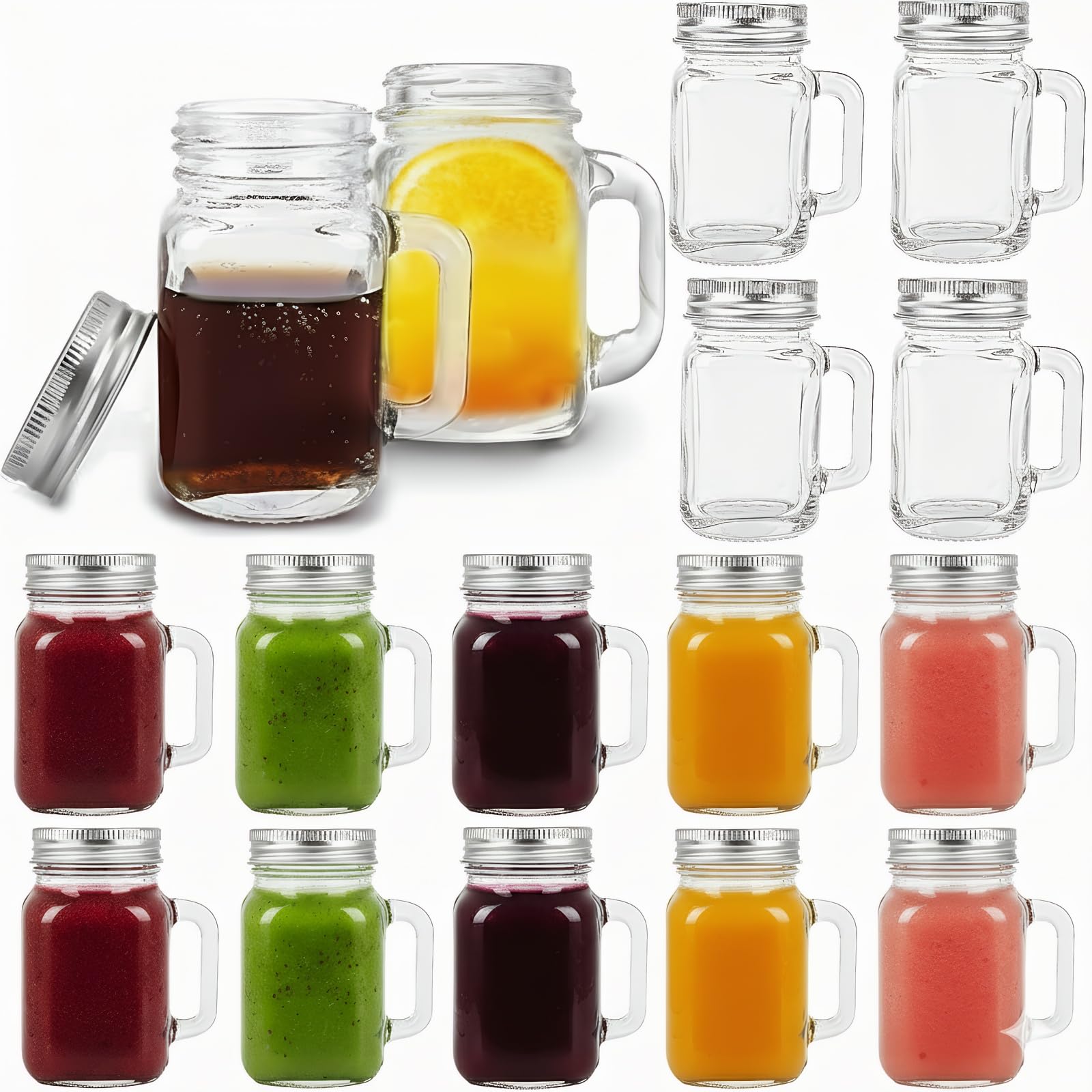 Kingrol 16 Pack 2 oz Mini Mason Jar Shot Glasses with Lids