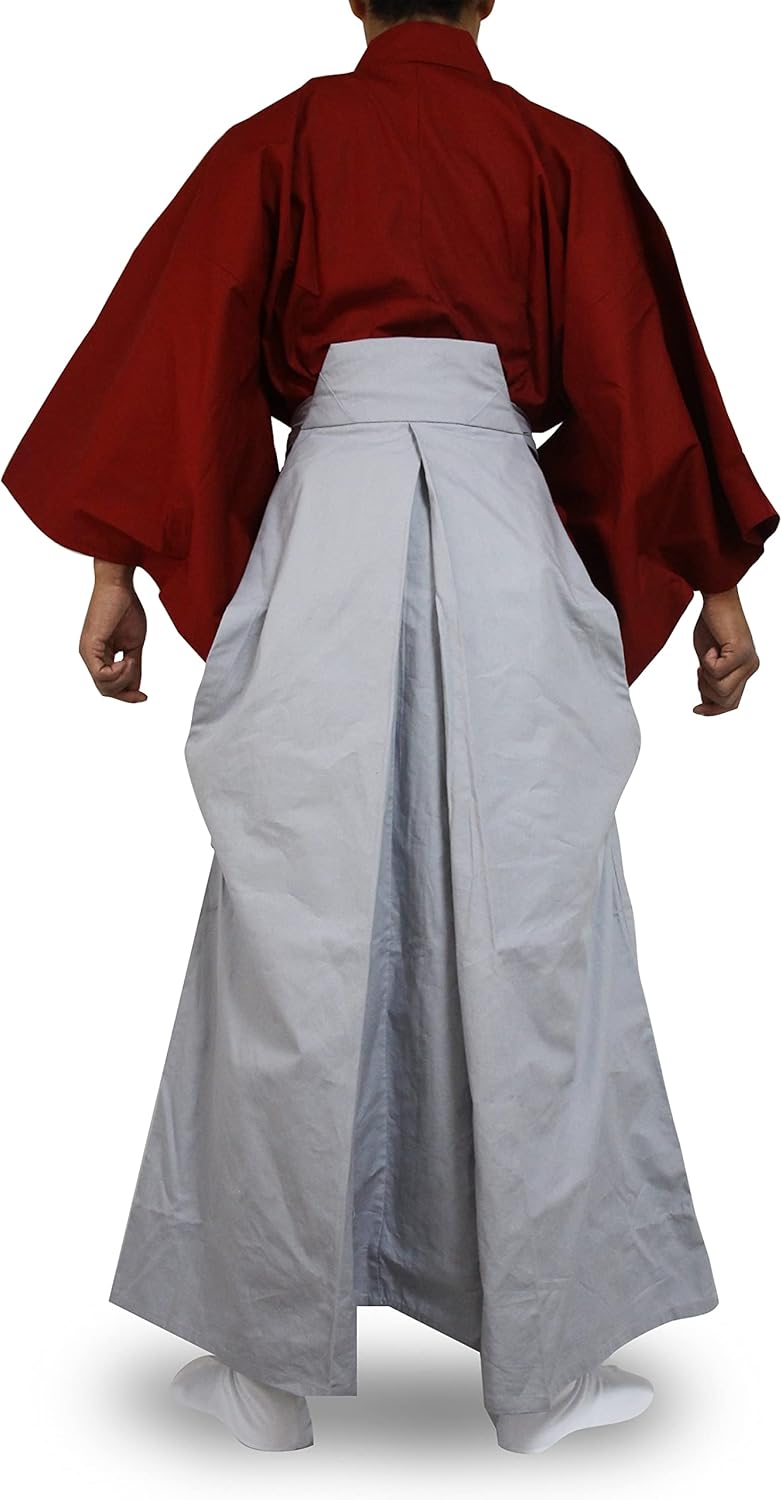 Edoten Japanese Samurai Hakama Uniform Traditional Japanese Clothing Kimono RD×GY S