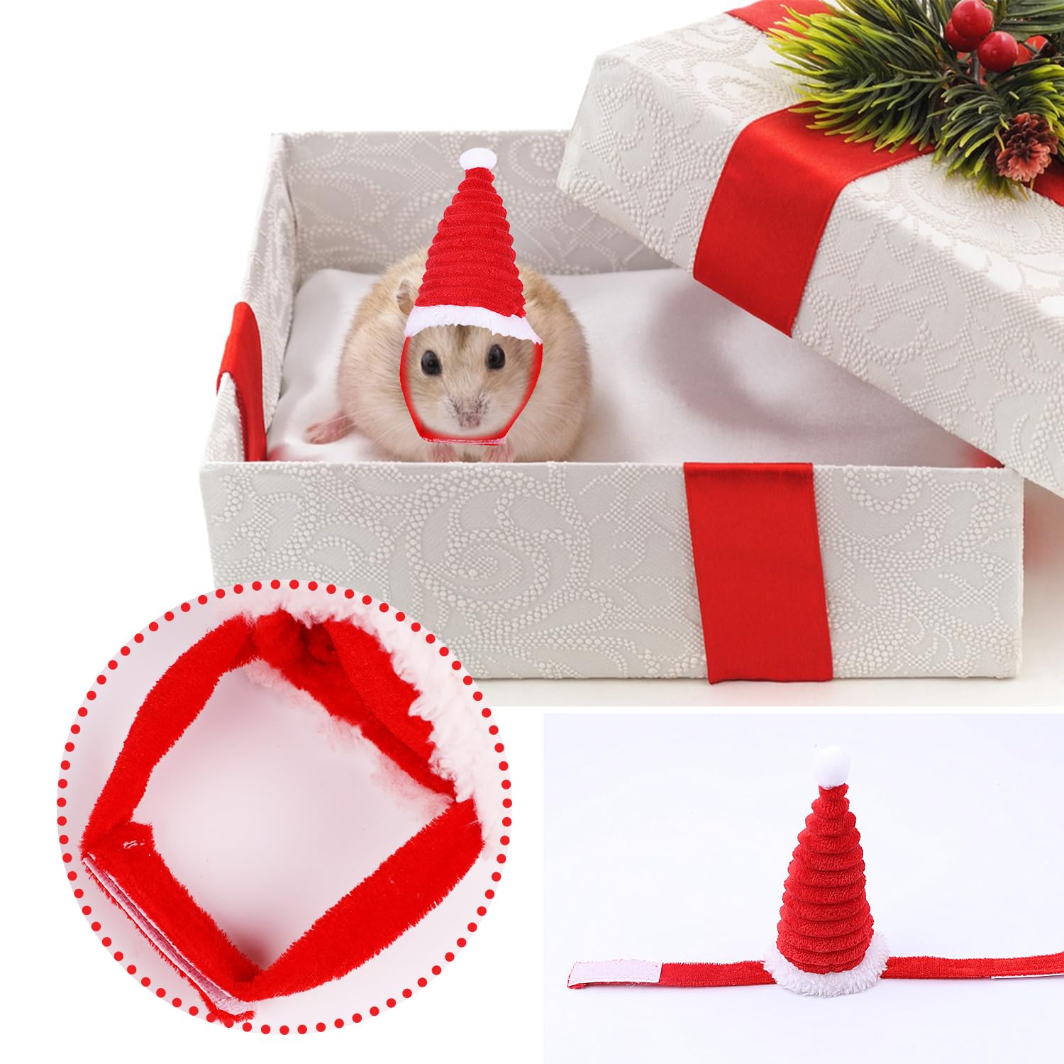 Nereds 4pcs Hamster Christmas Hat Small Pet Christmas Hat Warm Winter Santa Hat for Hamster Rabbit Guinea Pig - Image 4