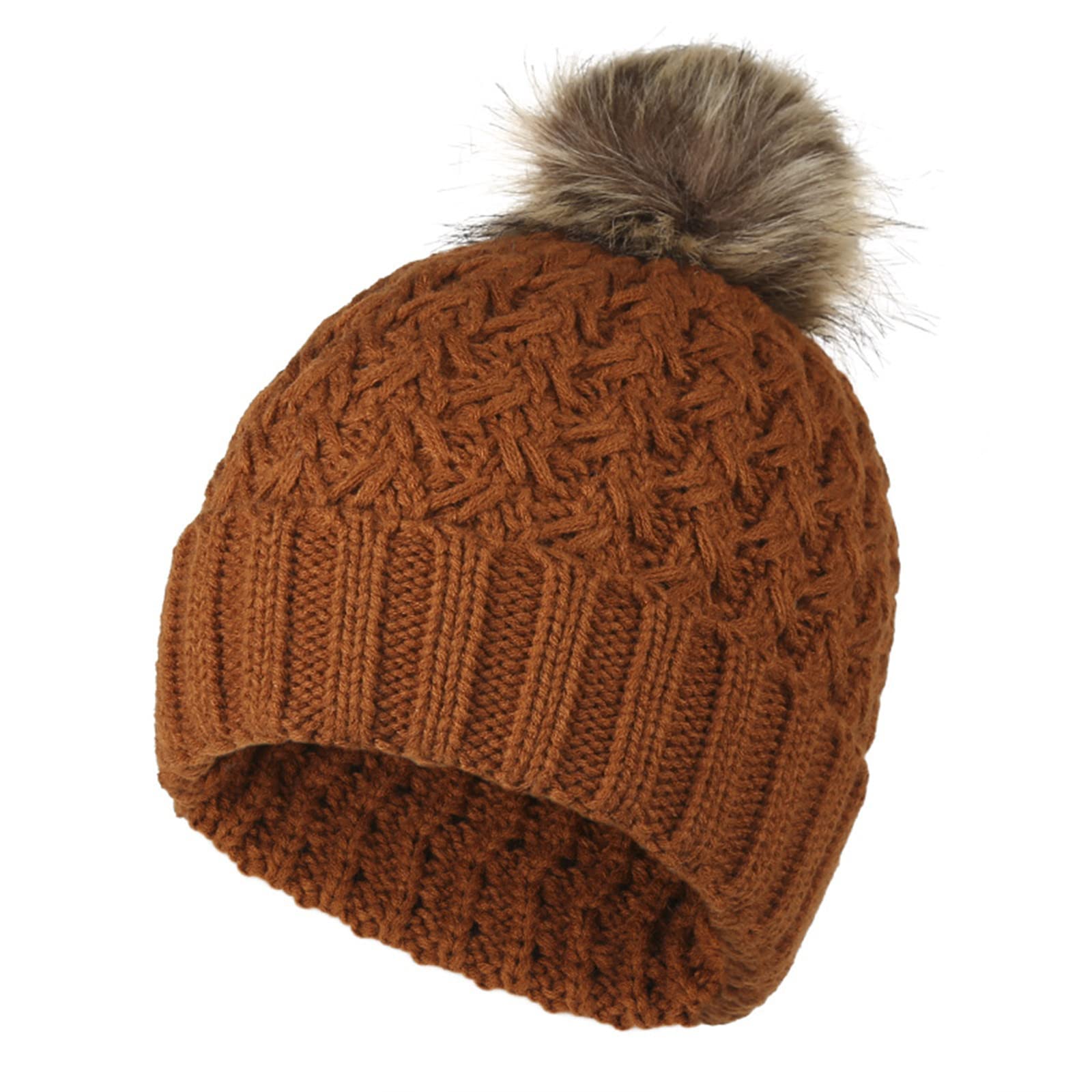 Czapka beanie, męska czapka damska, zimowa, ciepła czapka z dzianiny, miękka czapka z pomponem, dżersej, czapka typu beanie, czapka na kemping, jogging, prezent dla mężczyzn i kobiet, różowy (hot rosa), jeden rozmiar