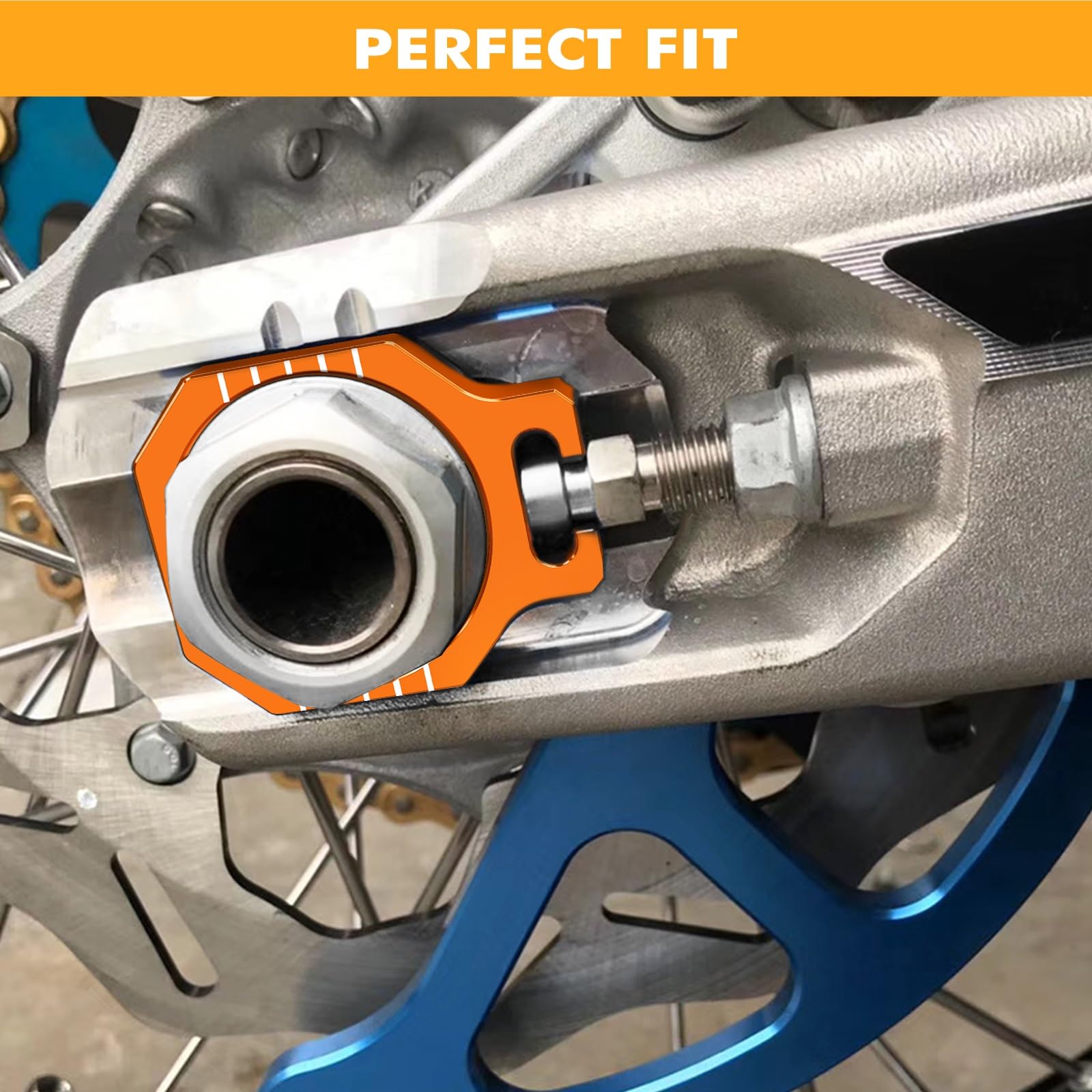 Ajusteur de Chaîne Convient pour EXC 300 2024 EXCF 350 SX 125 SXF 450 Convient pour Husqvarna FE450 ajusteur de chaîne de bloc d'essieu Tendeur de Chaîne de Réglage de | Blue