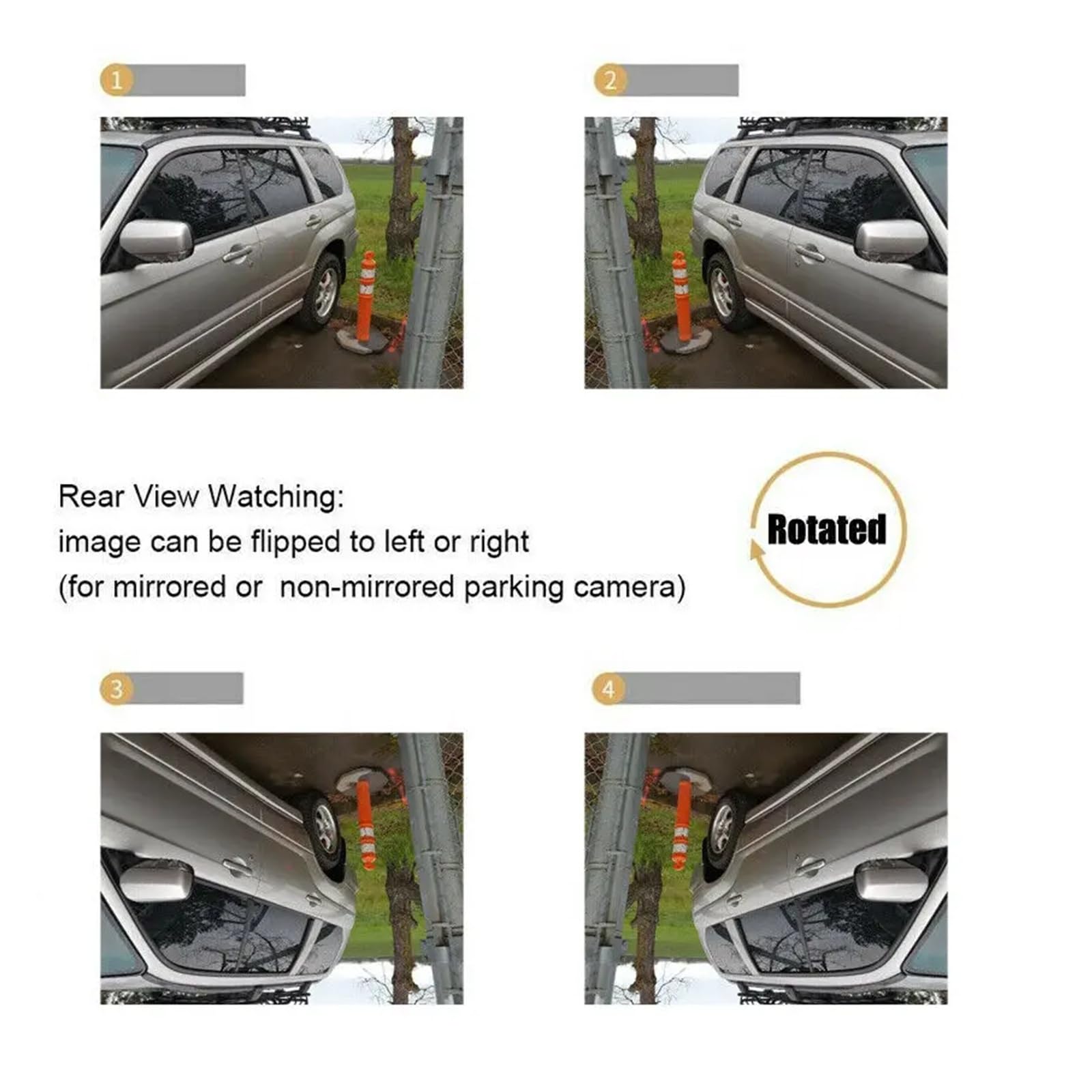 Espejo retrovisor con Clip de 9", Monitor TFT LCD, cámara Marcha atrás HD 12/24 V y 4 Pines, for Coche, camión, autobús, Resistente al Agua IP68(1 Camera)