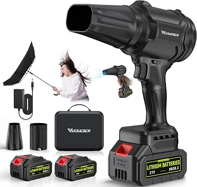 YUQUESEN Cordless Leaf Blower, 980,000 RPM Handheld Leaf Blower with 2 Batteries & Charger, Lightweight Leaf Blower for Patio, Lawn, Leaves, Dust - Jet Black