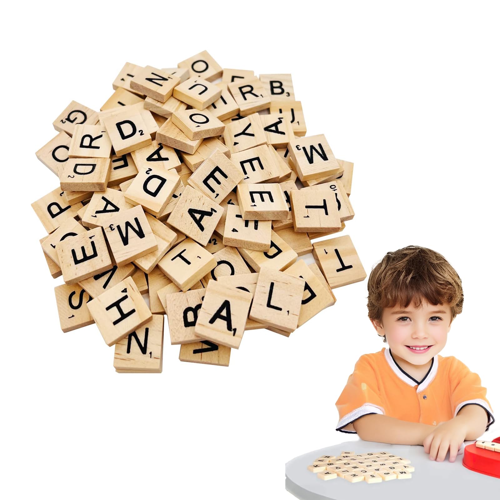 MetalNuts Scrabble Letters for Crafts, 500 Pcs Wooden Scrabble Letter Tiles