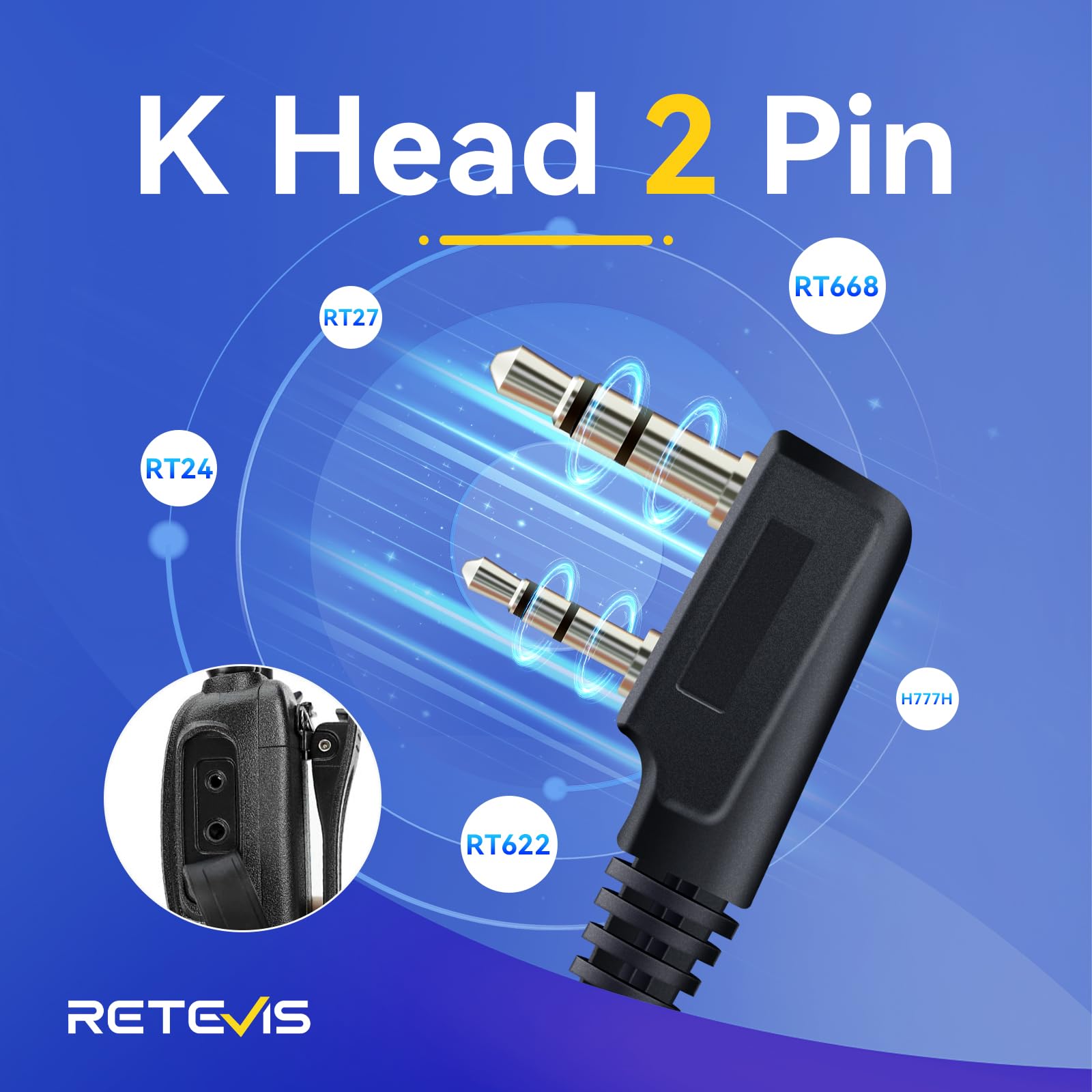 Retevis Pinganillo Walkie Talkie, Walkie Talkie Auriculars Auricular Transparente Antirruido con PTT, Compatible con eSynic Baofeng Kenwood RT24 RT27 RT619 RT668 RT5R(10 Piezas) — view 4