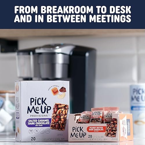Miniatura 3 de Staples Pick Me Up Provisions Mini barra de nueces de chocolate amargo con caramelo salado sin gluten, 0.7 onzas, 20caja (PM62795)