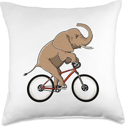 JCMaziu Design Elephant on Bike Design - Almohada (18 x 18 pulgadas), multicolor
