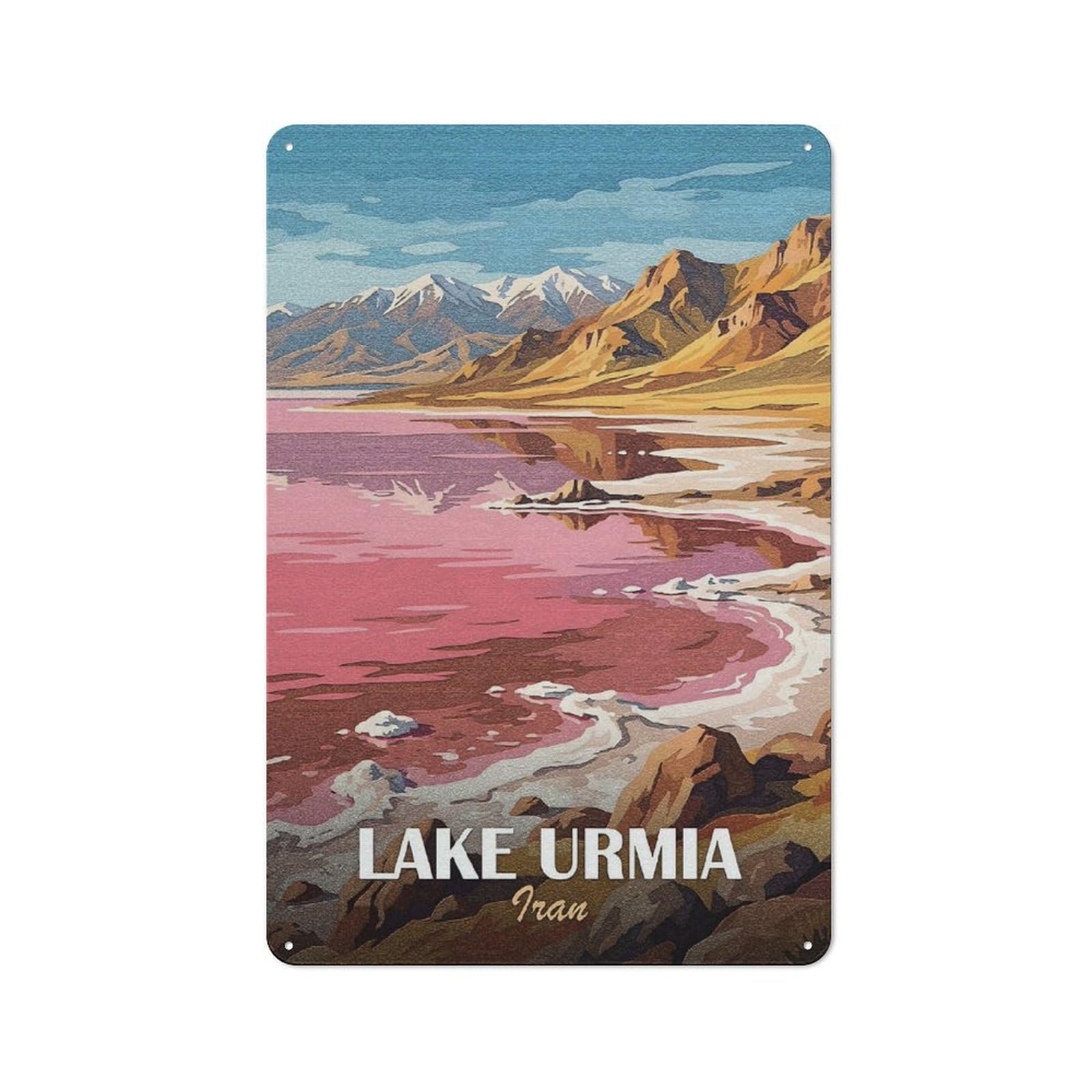 Understated Lake Urmia, Iran Travel Metal Wall Plaque 30x20cm, Creative Space Decor for Office, Study, Studio Or Hallway