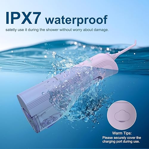 Miniatura 5 de Leominor Irrigador dental de agua - Irrigador oral portátil inalámbrico con 5 modos, IPX7 impermeable, limpiador de dientes recargable, tanque de