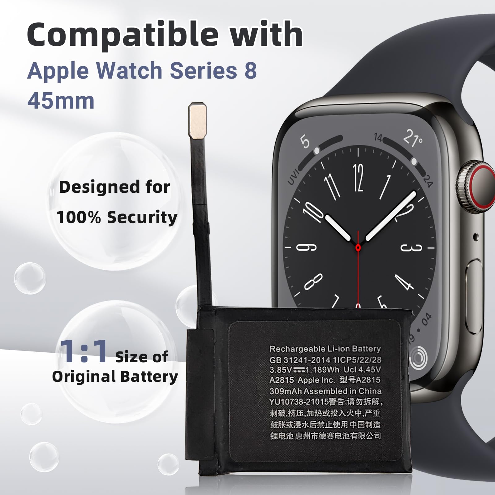 アップルウォッチ シリーズ8 A2775 45mm GPS バッテリー100% 【裏技 