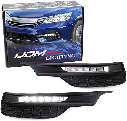 iJDMTOY Kit de lámparas LED antiniebla compatibles con Honda Accord Sedán 2016-2017, incluye luces antiniebla LED de alta potencia con