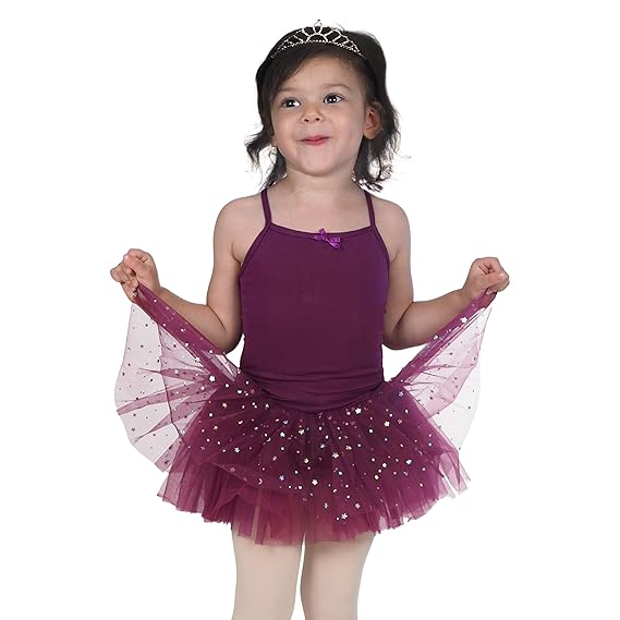 IKAANYA Girls Camisole Sparkle Glitter Leotard Tutu Dress for Ballet, Dance, Performance, Dressing up (2-10 Years)