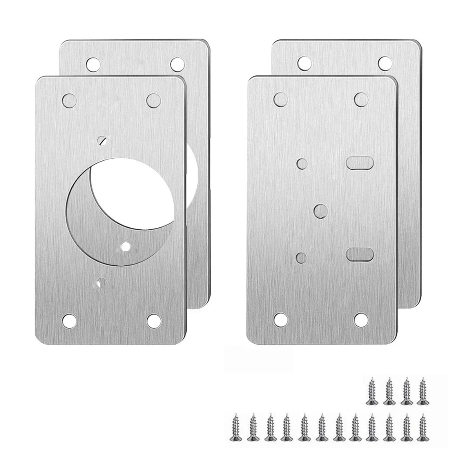 Meytxoa 2 Pair Hinge Repair Plate Repair Plate Hinge Door For Cabinet Close Hinges Cupboard Fixing Kitchen Tool Stainless Steel Board Technology(2 Pair)