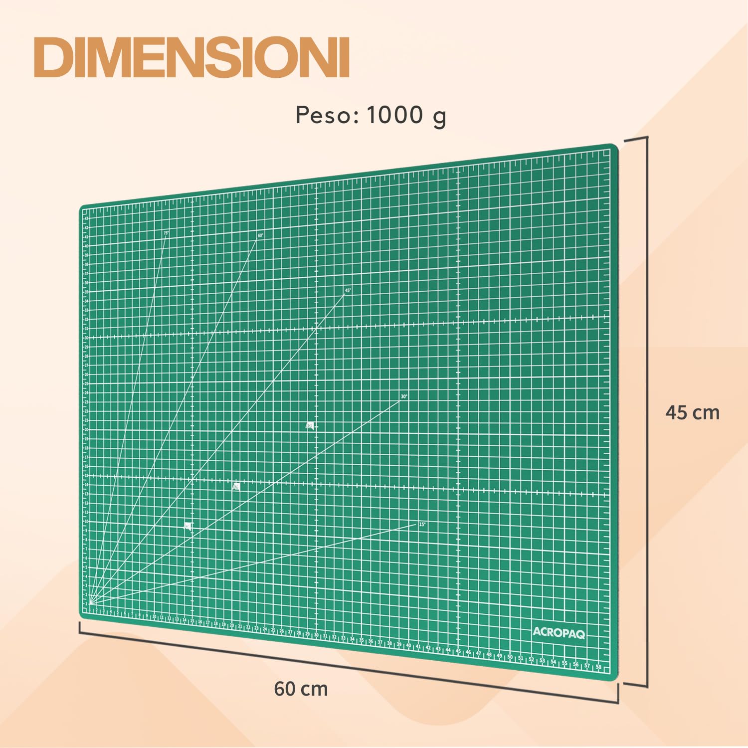 ACROPAQ A2 Tappetino da taglio auto-riparante 60 x 45 cm 5 strati protezione mobili