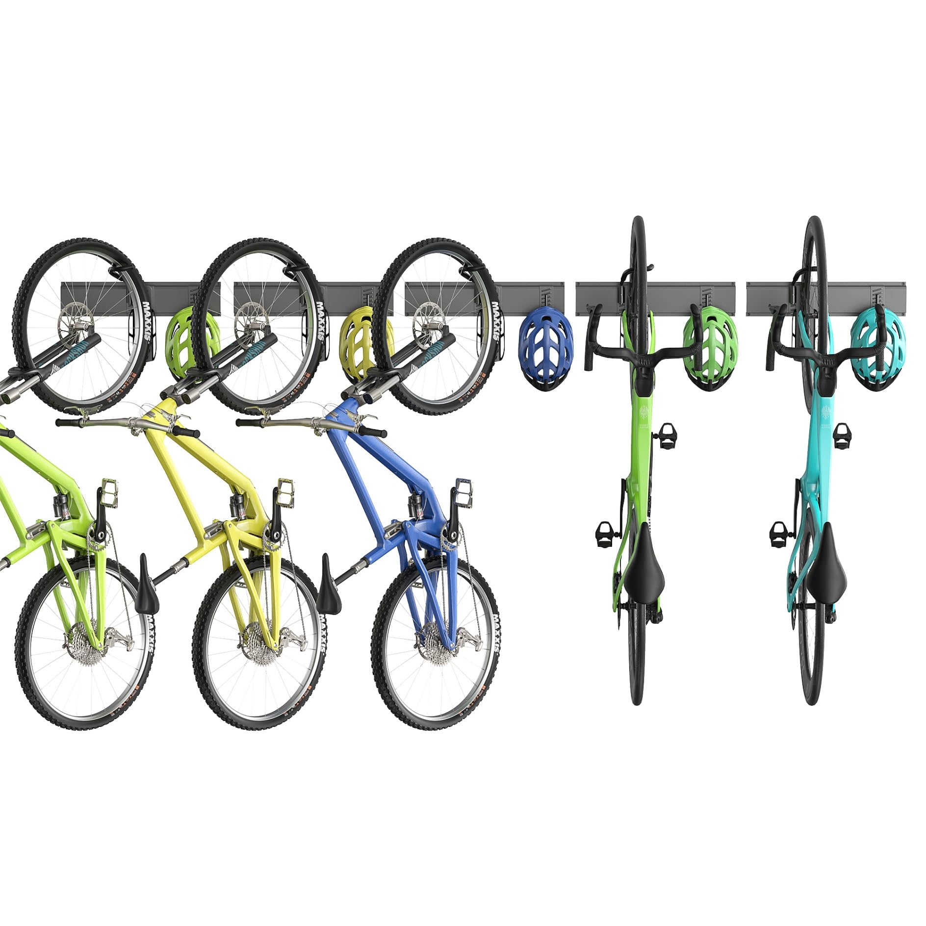 WALMANN Wall Mounted Swivel Bike Rack for Garage, Rotating Vertical Bike Storage for 5 Bikes, Space-Saving Bike Hooks, 500 lbs Capacity(Hanging 5 Bikes) Black 85 in