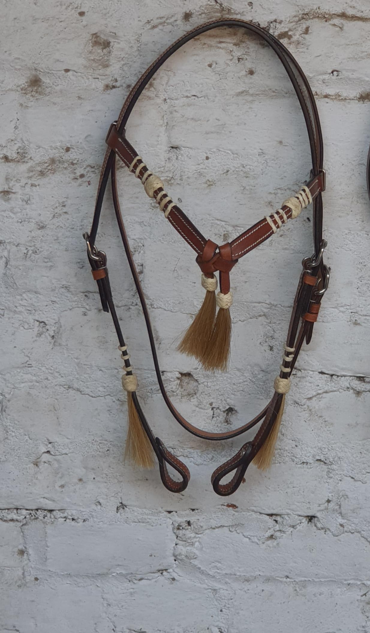 Brida de cuero Western Tack ajustable de cuero de grano completo para caballo, caballo, diadema anudada con riendas, 78 cuero crudo, marrón