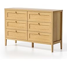 DWVO Upgrade Large 6 Drawer Dresser for Bedroom, Black Wood Dresser Chest of Drawers with Fluted Panels, Modern 47" W TV Stand Double Dressers Storage Cabinet for Living Room, Hallway, Entryway