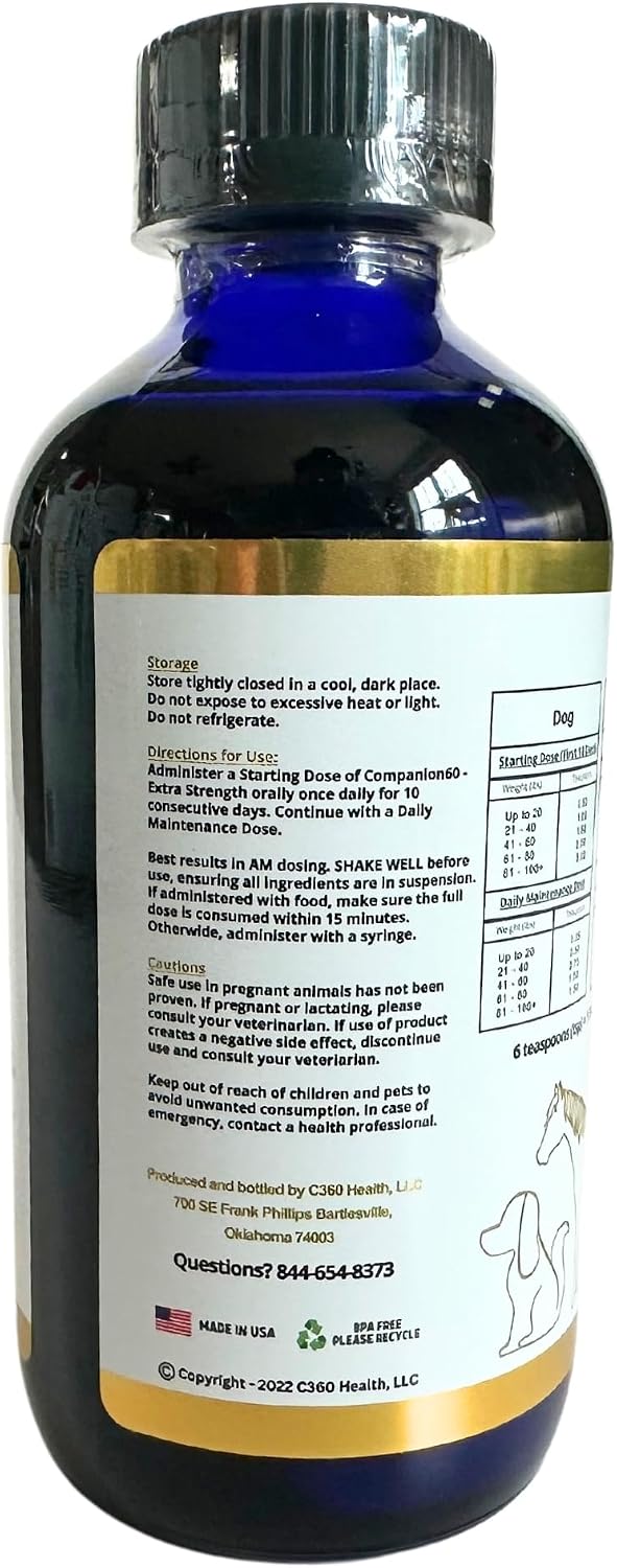 Companion60 Extra Strength - Natural Hip and Joint Supplement for Dogs and Horses. Inflammation and Pain Relief. Digestion and Immune Support.