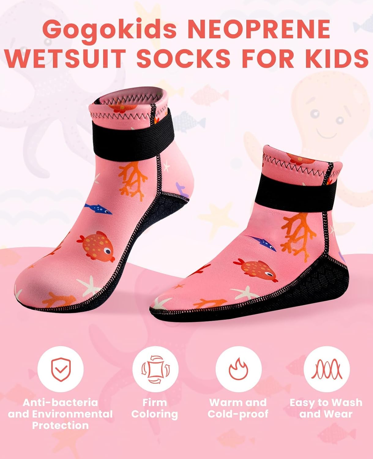 Gogokids 3mm Neoprene Wetsuit Socks for Kids, Keep Warm Toddler Water Socks, Anti-Scratch, Non-Slip, and Anti-Scald - Image 7