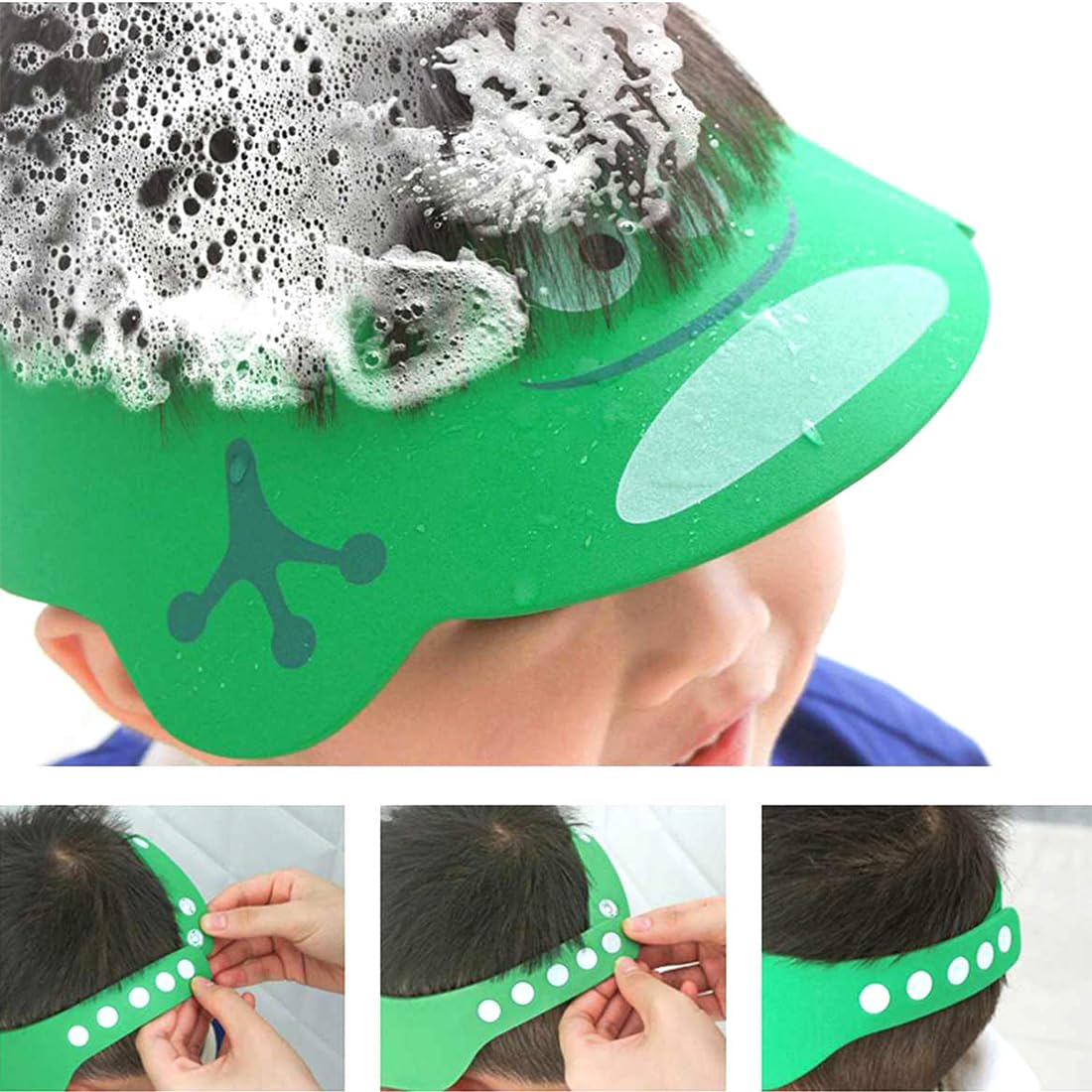 Cuffie da Doccia per Bambini,2 PCS Doccia Cap per Bambino Sicurezza Regolabile Cappello Cuffia In Morbido Silicone Visiera Bimbi per Evitare che l'Acqua Scorra Agli Occhi e al Viso