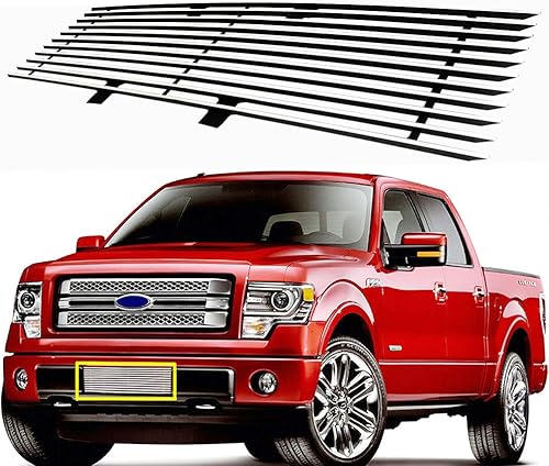 Rejilla de parachoques compatible con Ford F-150 2009-2014 Rejilla negra inferior para F150 Truck Chrome Billet Grill Insert 10 11 12 13 14