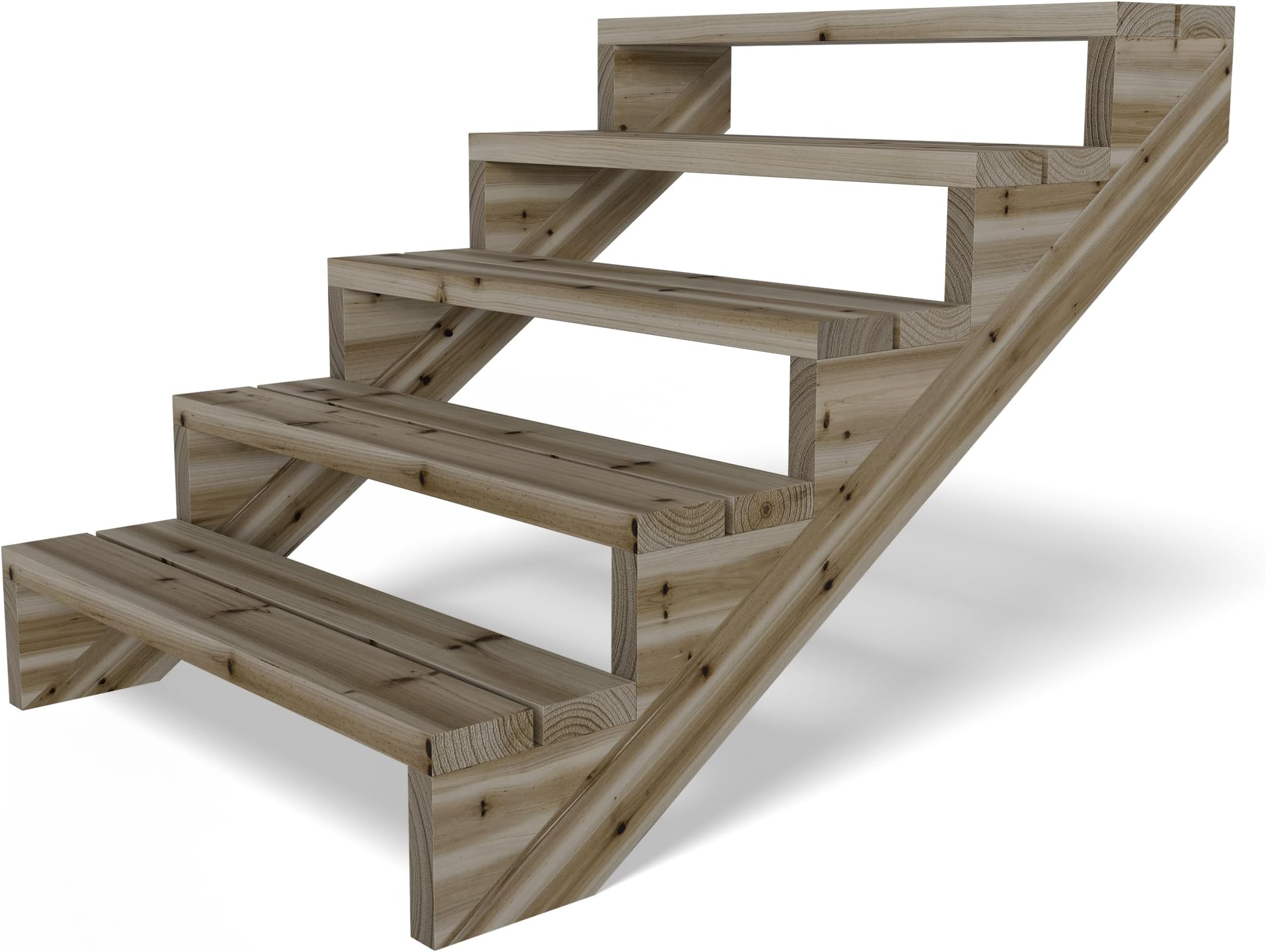 Vinuovo Escalier extérieur Bois, 2 à 7 Marches, Rampe d'escalier, Kit