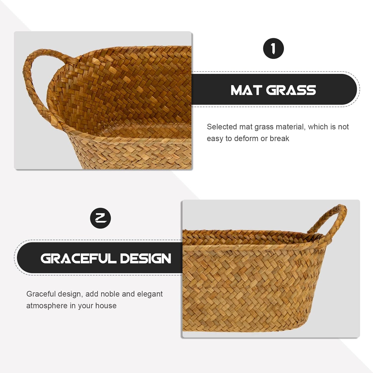 Orange Woven Storage Basket Xmas Large Capacity Mat Grass Decorative