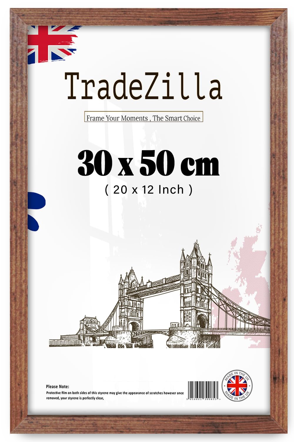 TradeZilla | Flat Poster Frame (30 x 50 CM) - 12 x 20 Inch Decorative Frame for Posters, Prints, Artwork 0' 12" x 1' 8" [ Rustic ]